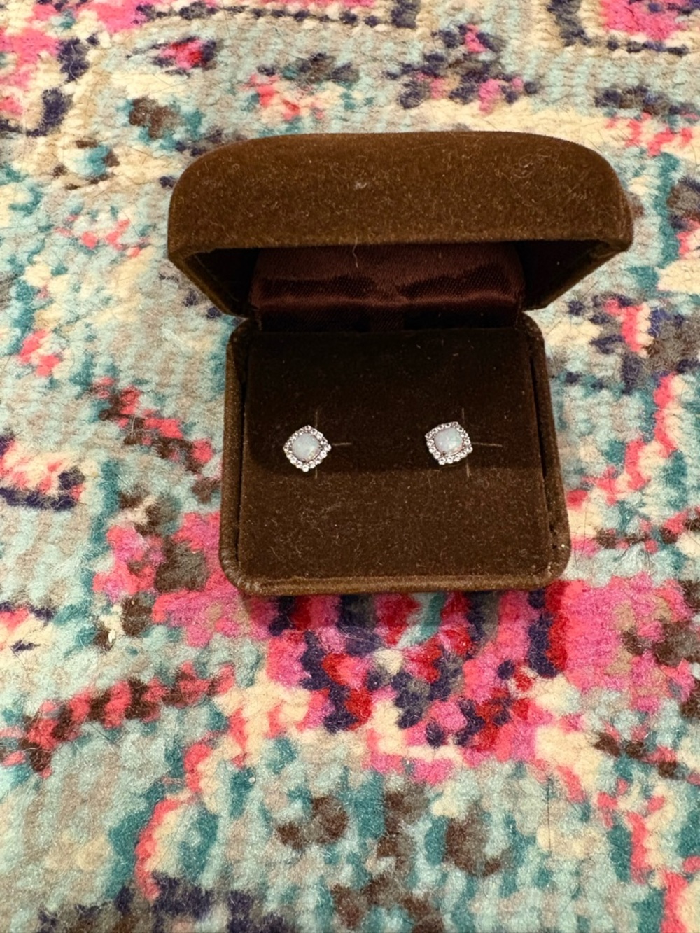 Opal Diamond Halo Stud Earrings - Women Jewelry